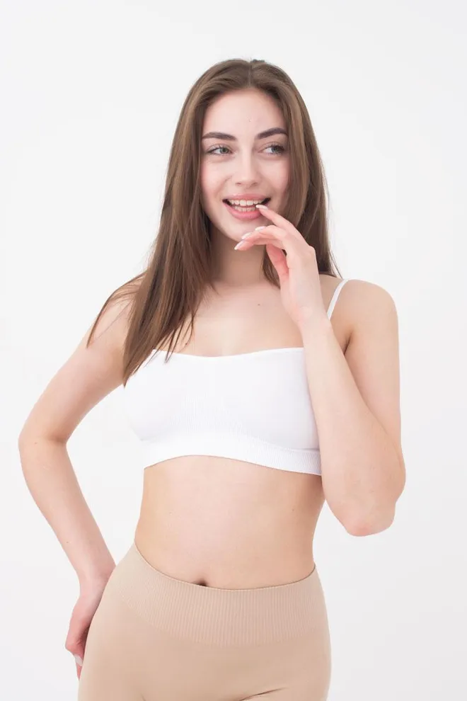 Бесшовный топ на тонких бретелях Cami top Giulia (white), белый