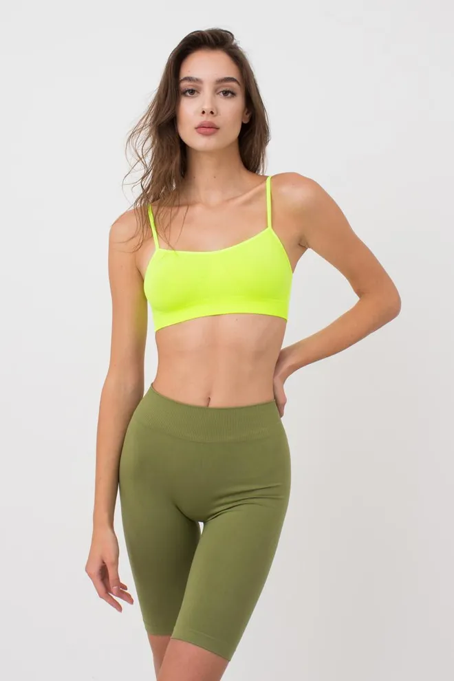 Бесшовный топ на тонких бретелях Cami top Giulia (yellow neon), желтый