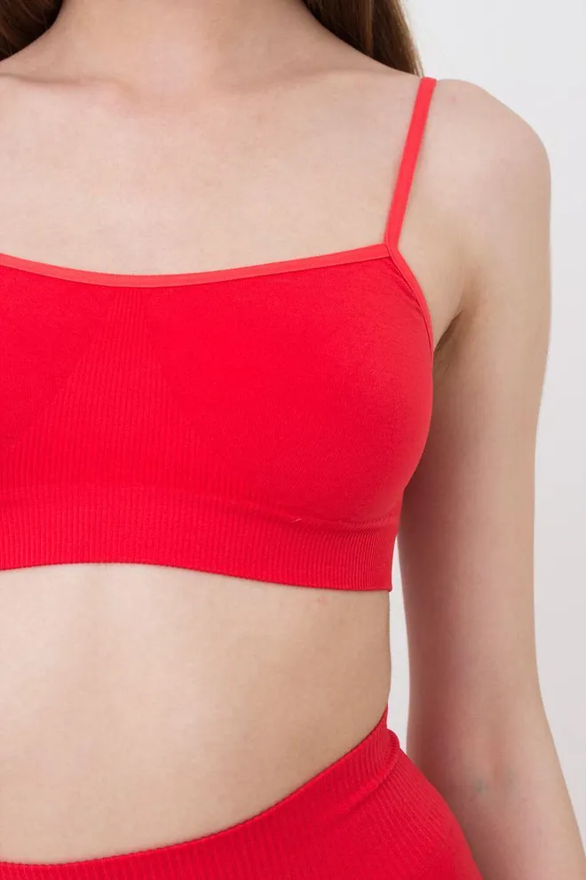 Бесшовный топ на тонких бретелях Cami top Giulia (poinciana)