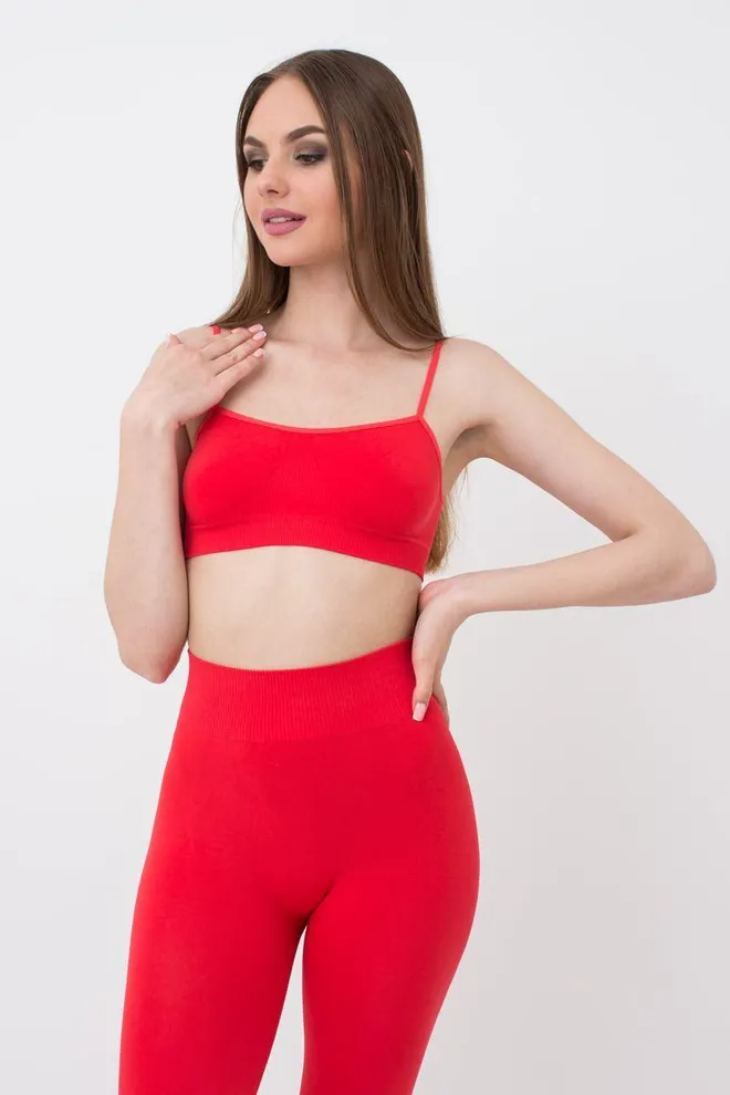 Бесшовный топ на тонких бретелях Cami top Giulia (poinciana)