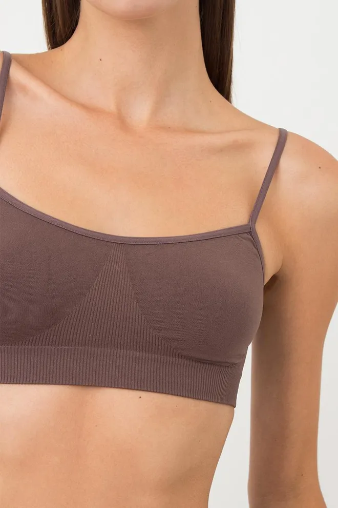 Бесшовный топ на тонких бретелях Cami top Giulia (deep taupe), коричневый