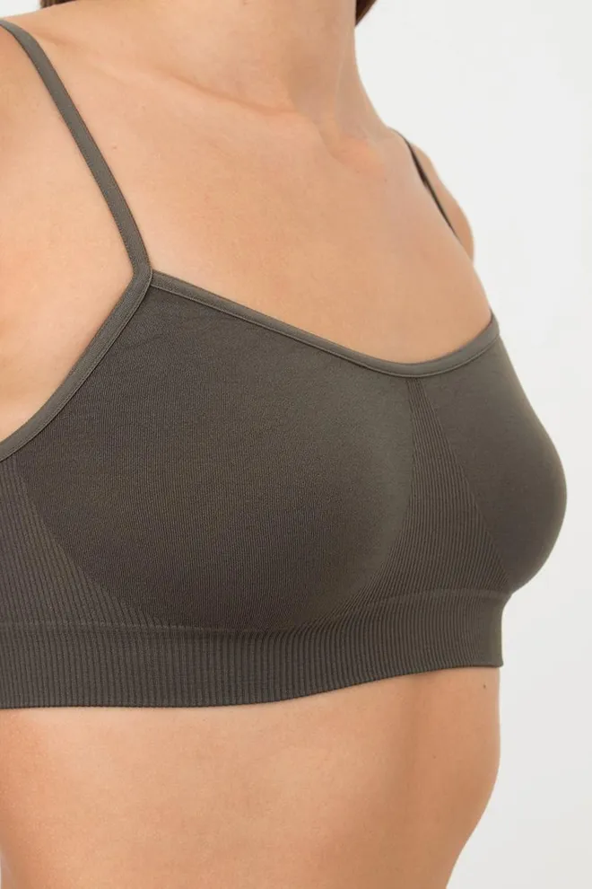 Бесшовный топ на тонких бретелях CAMI TOP Giulia (khaki), зелёный