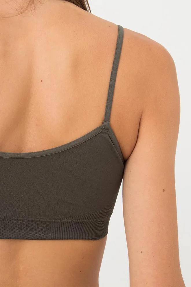 Бесшовный топ на тонких бретелях CAMI TOP Giulia (khaki), зелёный