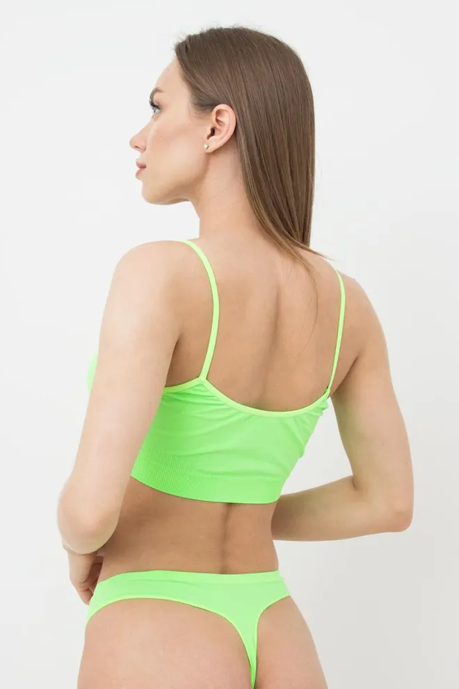 Бесшовный топ на тонких бретелях Cami top Giulia (green neon)