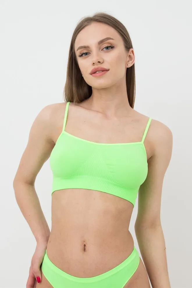 Бесшовный топ на тонких бретелях Cami top Giulia (green neon)