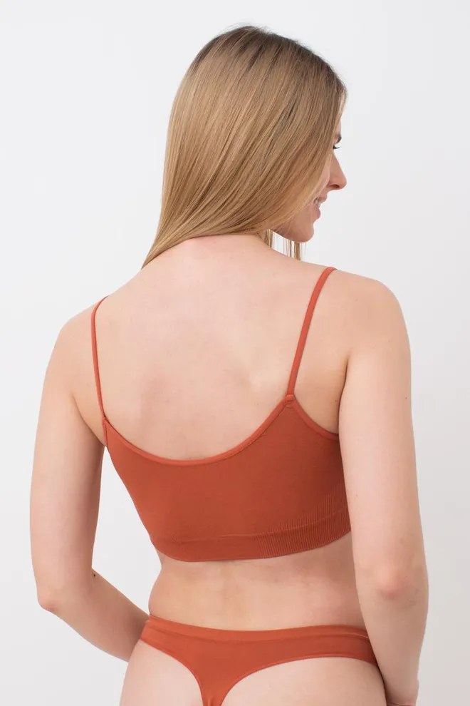 Бесшовный топ на тонких бретелях Cami top Giulia (burnt sienna), оранжевый