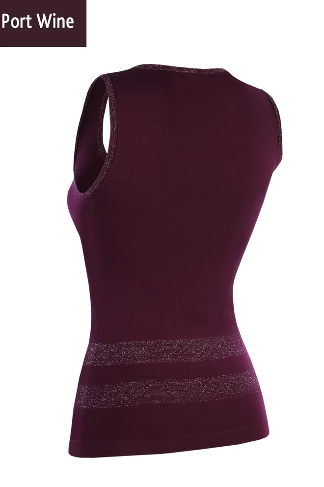 CANOTTA LUREX 02 Бесшовная женская майка на широких бретельках TM GIULIA  (port wine)