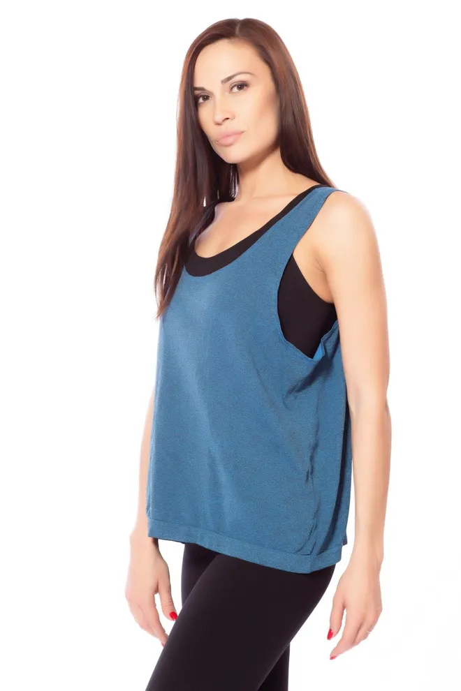 Майка жіноча спортивна Canotta sport melange color Giulia (ionio)