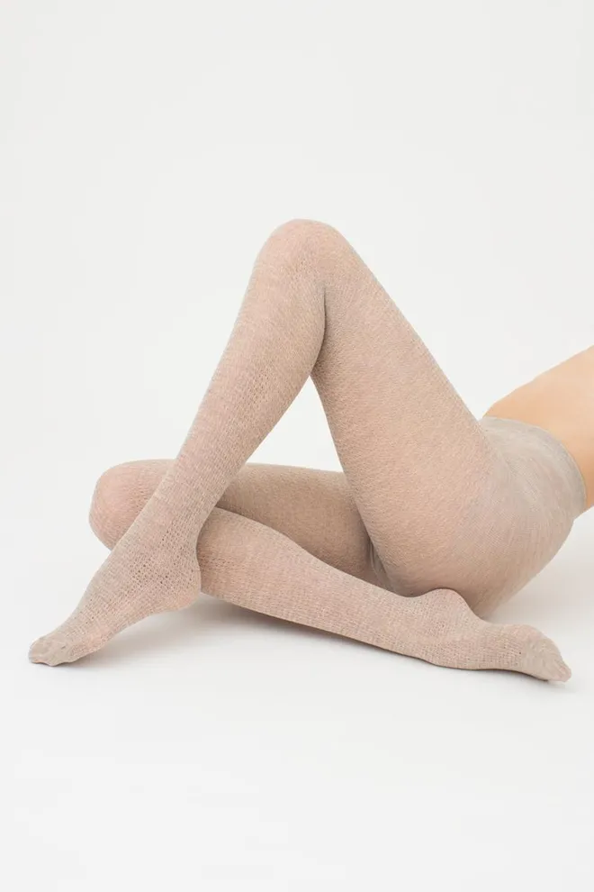 Колготки теплые с узором Cashmere Fashion Net 120 den model 4 Giulia (sand)