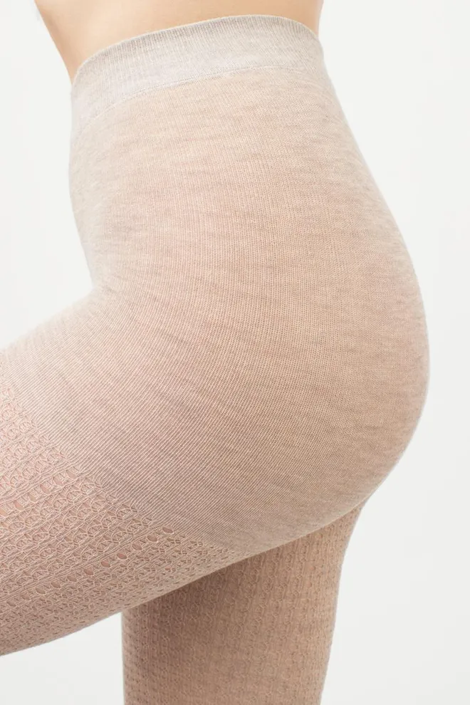 Колготки теплые с узором Cashmere Fashion Net 120 den model 4 Giulia (sand)