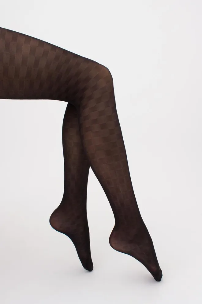 Колготки в шахматную клетку Chess cell 40 den model 1 Giulia (nero)