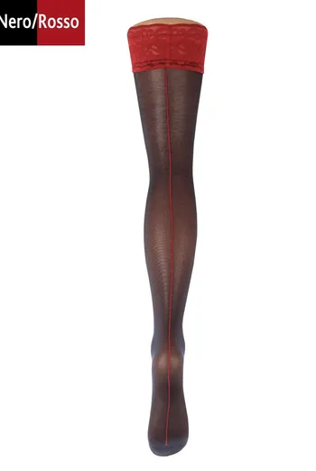 Чулки со швом на силиконовой резинке Chic 20 den Giulia (nero/rosso) Чулки со швом на силиконовой резинке Chic 20 den Giulia (nero/rosso)