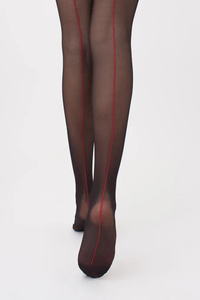 Колготки со швом Chic bikini 20 den Giulia (nero/rosso)