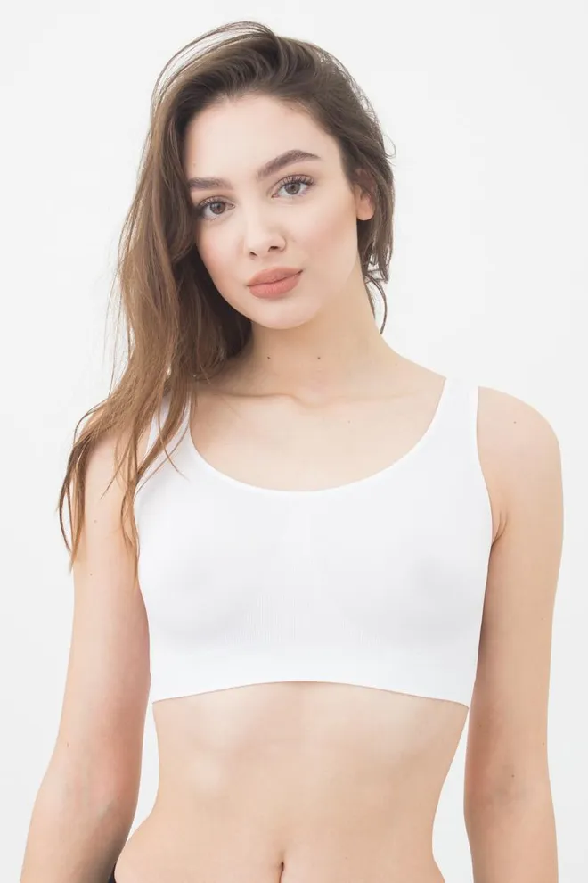 Бесшовный топ на широких бретелях Classic top Giulia (bianco)