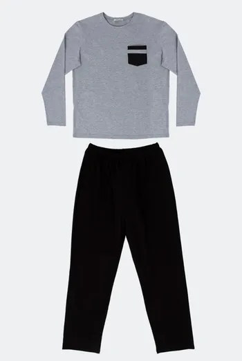 Пижама мужская хлопковая комплект кофта и штаны Comfort Life 9901/010 Giulia (light grey melange/black)