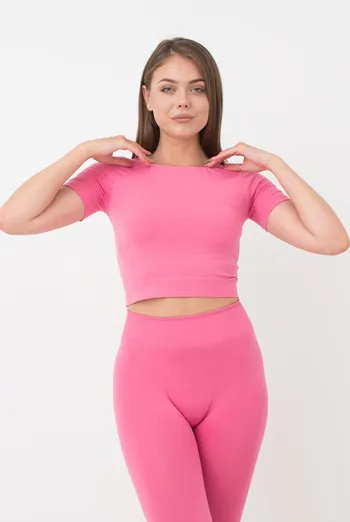 Топ з коротким рукавом та круглим вирізом Crop t-shirt Giulia (bubblegum), рожевий