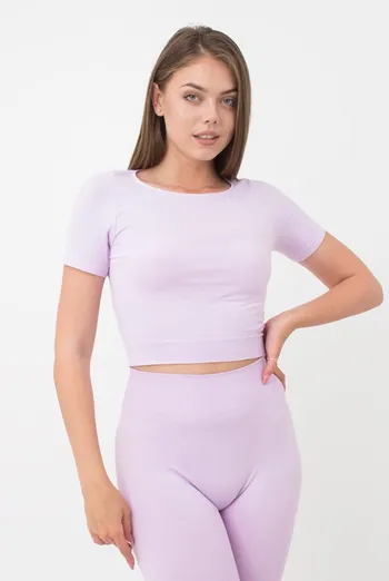 Топ с коротким рукавом и круглым вырезом Crop t-shirt Giulia (orchid bloom), фиолетовый