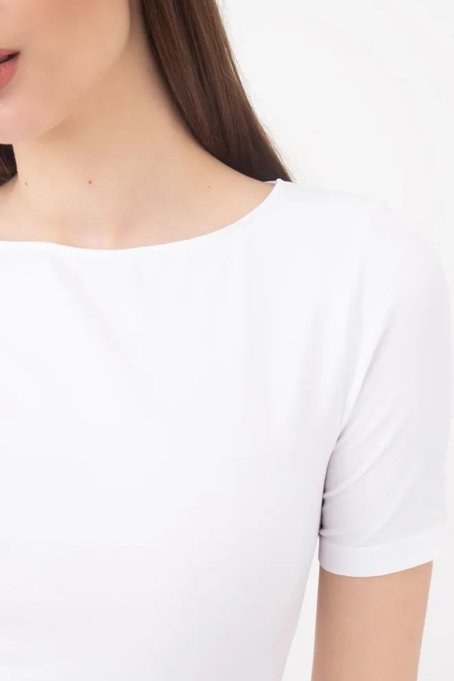 Топ с коротким рукавом и круглым вырезом CROP T-SHIRT Giulia (bianco), белый