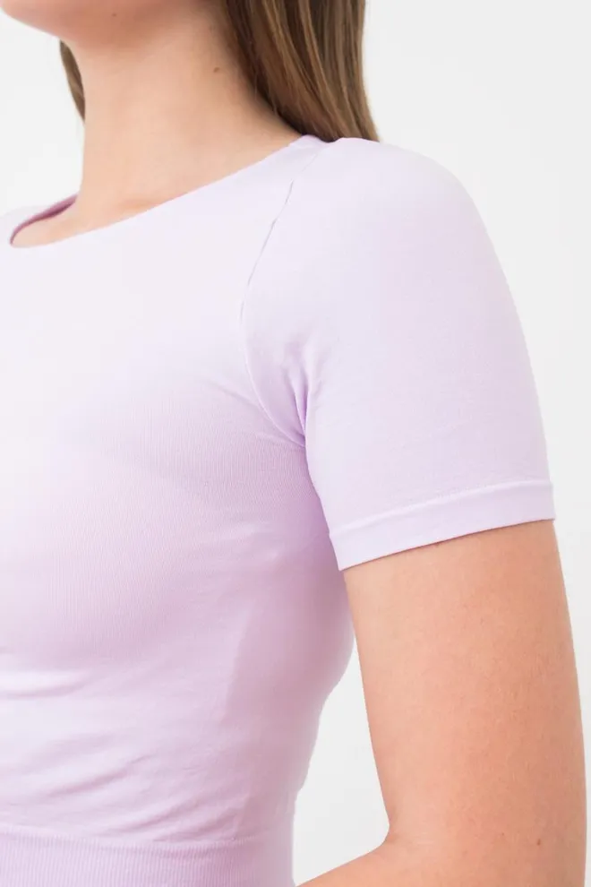 Топ с коротким рукавом и круглым вырезом Crop t-shirt Giulia (orchid bloom), фиолетовый