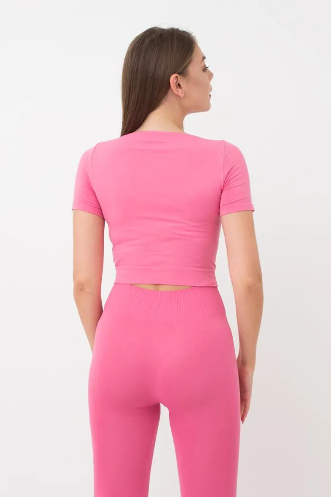 Топ з коротким рукавом та круглим вирізом Crop t-shirt Giulia (bubblegum), рожевий