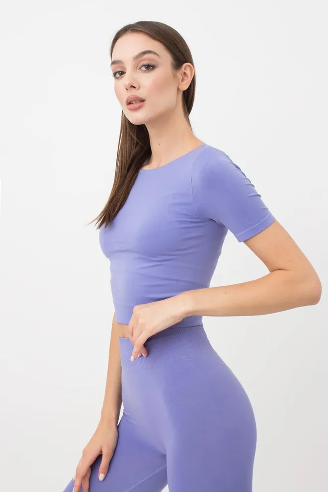 Топ с коротким рукавом и круглым вырезом Crop t-shirt Giulia (very peri), фиолетовый