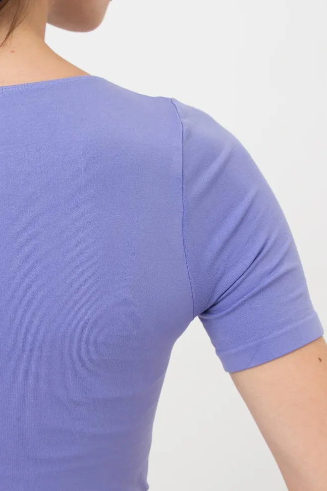 Топ с коротким рукавом и круглым вырезом Crop t-shirt Giulia (very peri), фиолетовый