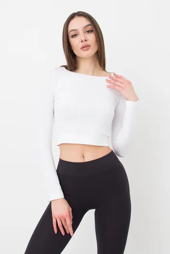 Топ укорочений з довгим рукавом CROP TOP Giulia (bianco), білий Топ укорочений з довгим рукавом CROP TOP Giulia (bianco), білий