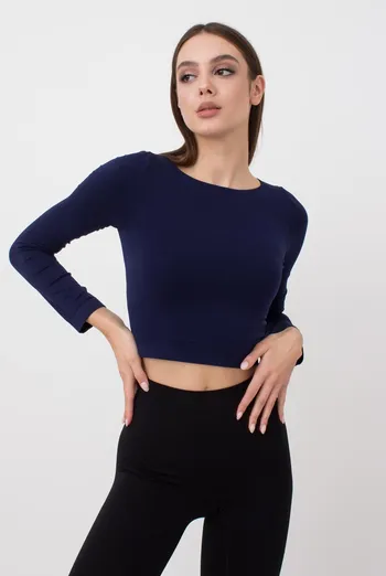 Топ укороченный с длинным рукавом CROP TOP Giulia (rhodonite), синий Топ укороченный с длинным рукавом CROP TOP Giulia (rhodonite), синий