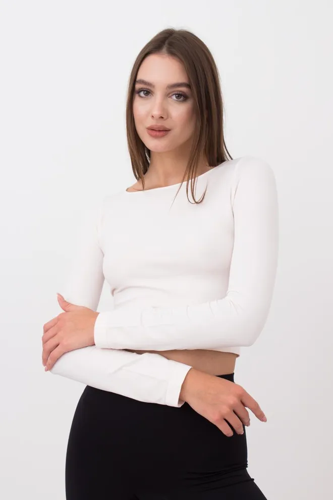 Топ укороченный с длинным рукавом CROP TOP Giulia (perfectly pale), белый
