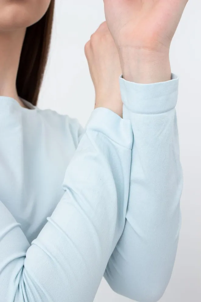 Топ укороченный с длинным рукавом CROP TOP Giulia (spun sugar), голубой