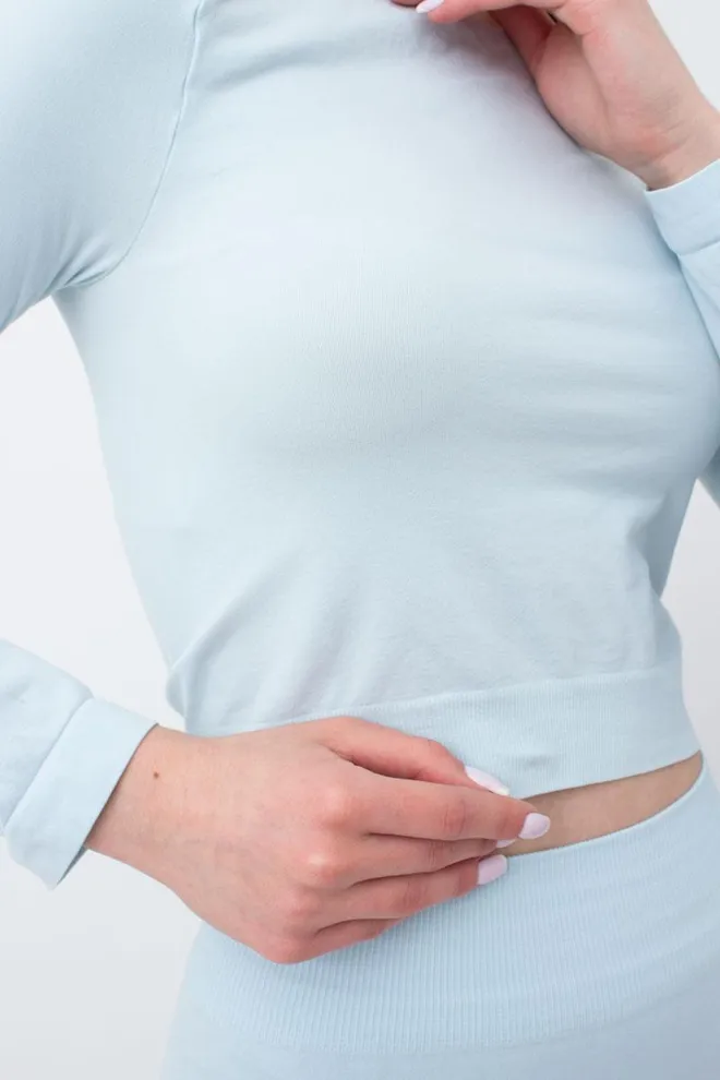 Топ укороченный с длинным рукавом CROP TOP Giulia (spun sugar), голубой
