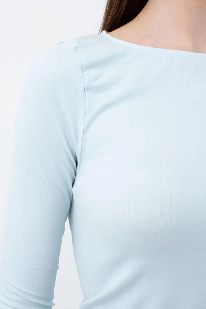 Топ укороченный с длинным рукавом CROP TOP Giulia (spun sugar), голубой