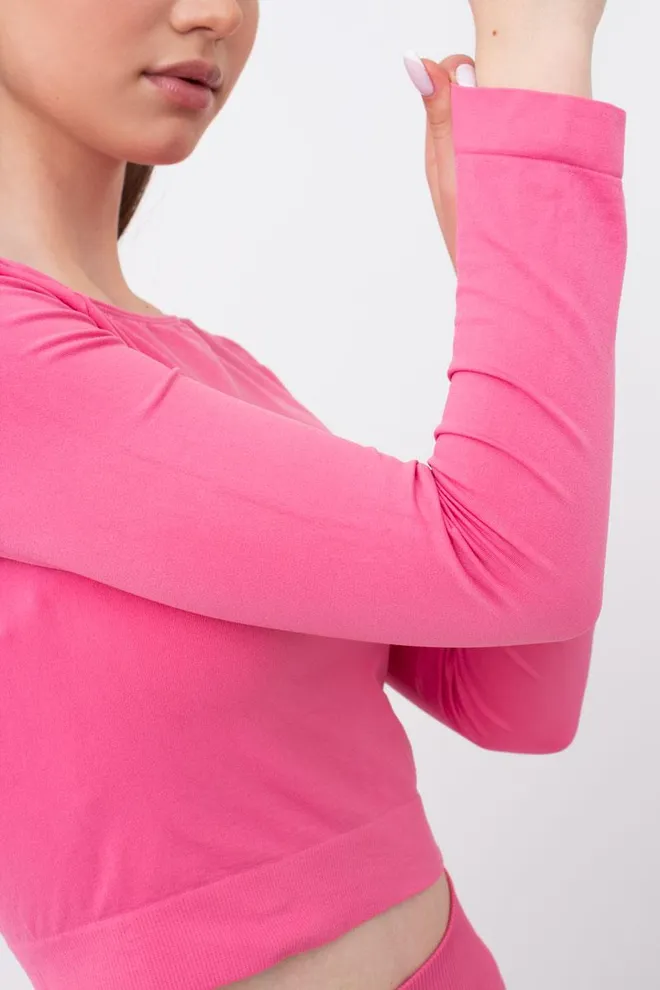 Топ укороченный с длинным рукавом CROP TOP Giulia (bubblegum), розовый