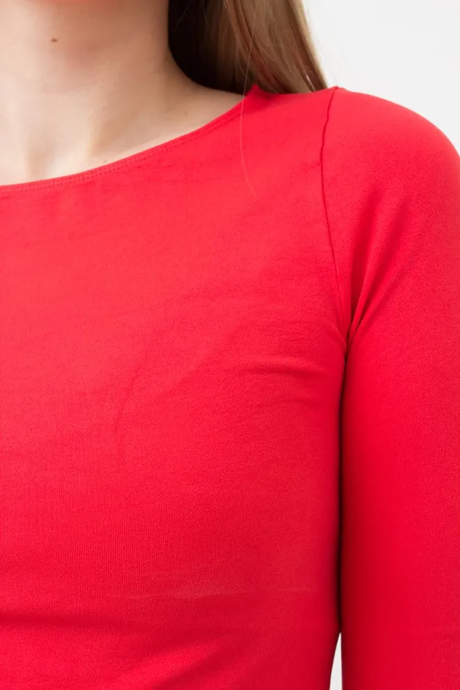 Топ укороченный с длинным рукавом CROP TOP Giulia (poinciana), красный