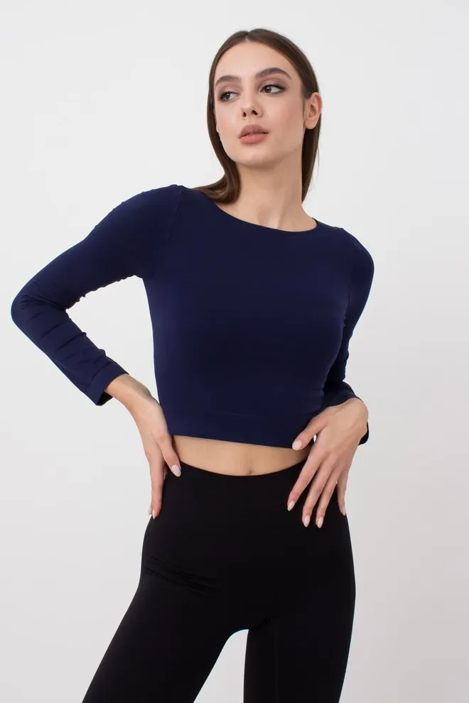 Топ укороченный с длинным рукавом CROP TOP Giulia (rhodonite), синий