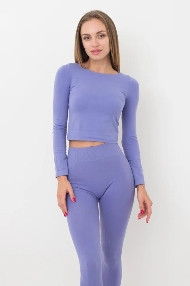 Топ укороченный с длинным рукавом CROP TOP Giulia (very peri), фиолетовый