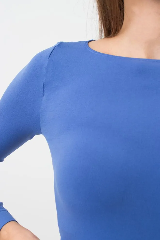 Топ укороченный с длинным рукавом CROP TOP Giulia (skydiver), синий