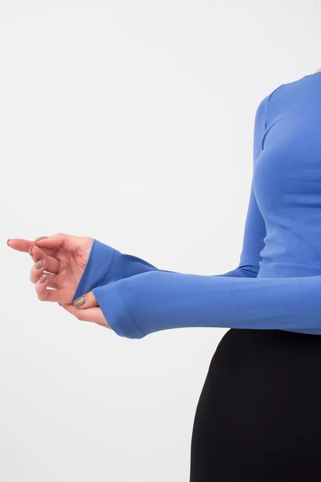 Топ укороченный с длинным рукавом CROP TOP Giulia (skydiver), синий