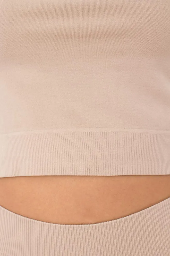 Топ укороченный с длинным рукавом CROP TOP Giulia (naturale), бежевый