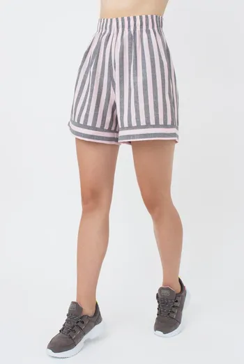 Хлопковые шорты в полоску свободные Cruise 4214/220 Giulia (grey/pink stripe)