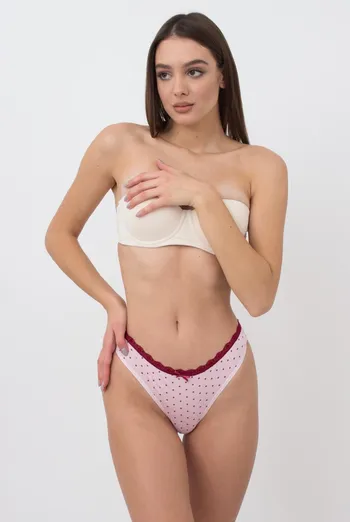 Женские трусы стринги Cotton print 2102/61 Giulia (pink dots)