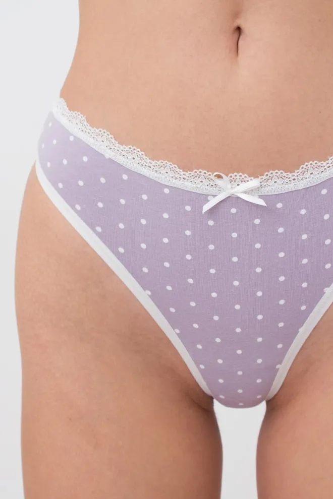 Женские трусы стринги Cotton print 2102/61 Giulia (purple dots)