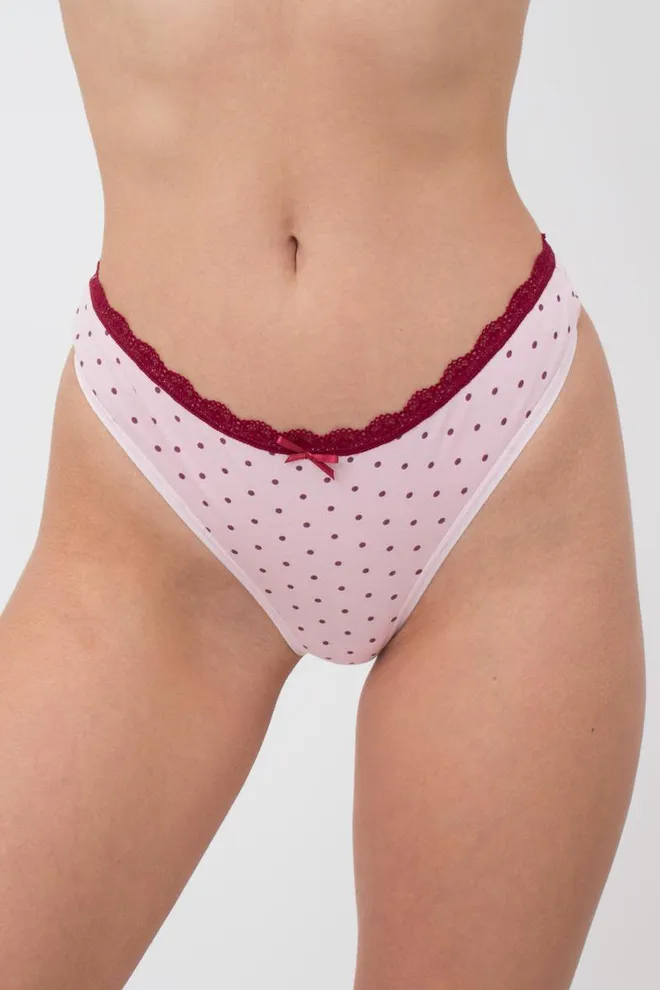 Женские трусы стринги Cotton print 2102/61 Giulia (pink dots)