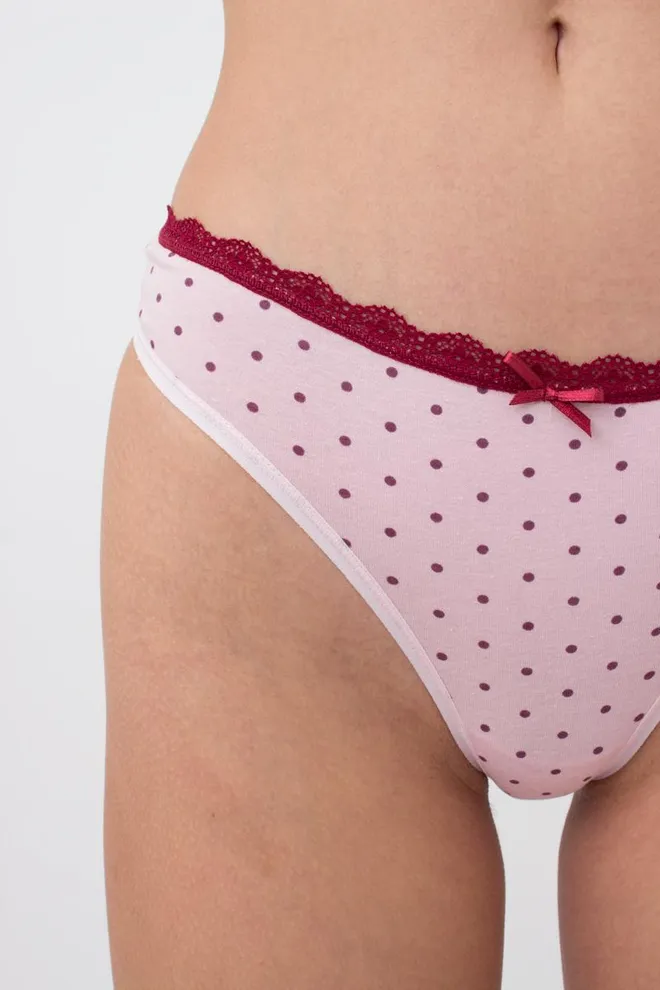 Женские трусы стринги Cotton print 2102/61 Giulia (pink dots)