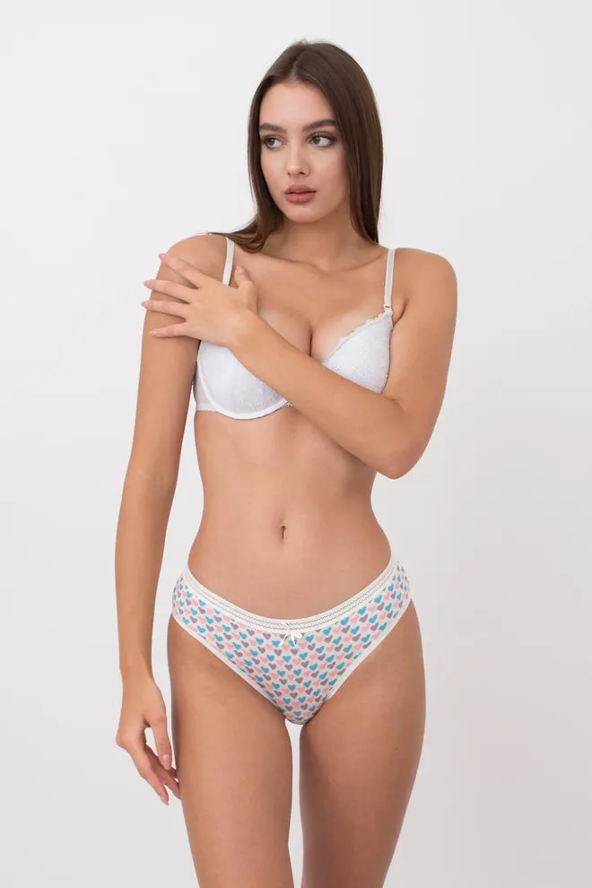 Женские трусы слипы Cotton print 2301/06 Giulia (milk hearts)