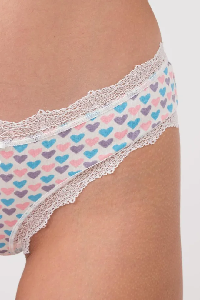 Жіночі труси бразиліана Cotton print 2303/61 Giulia (milk hearts)