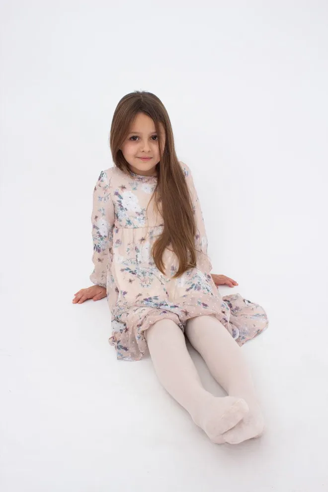 Детские однотонные хлопковые колготки D025 Junior Giulia (panna)