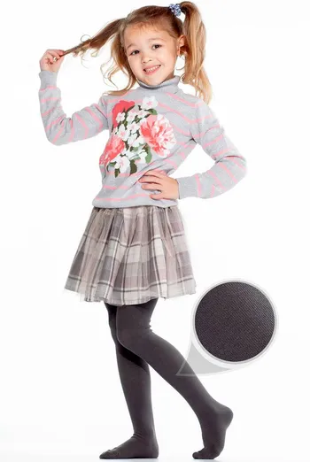 Детские однотонные хлопковые колготки D025 Kids Giulia (iron)