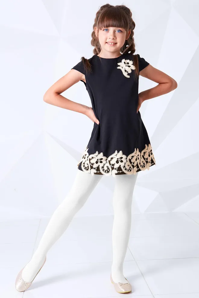 Детские однотонные хлопковые колготки D025 Kids Giulia (bianco)