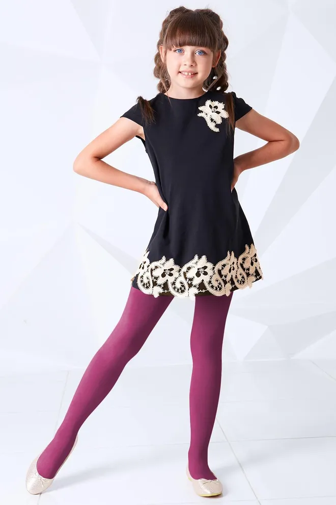 Детские однотонные хлопковые колготки D025 Kids Giulia (marsala)